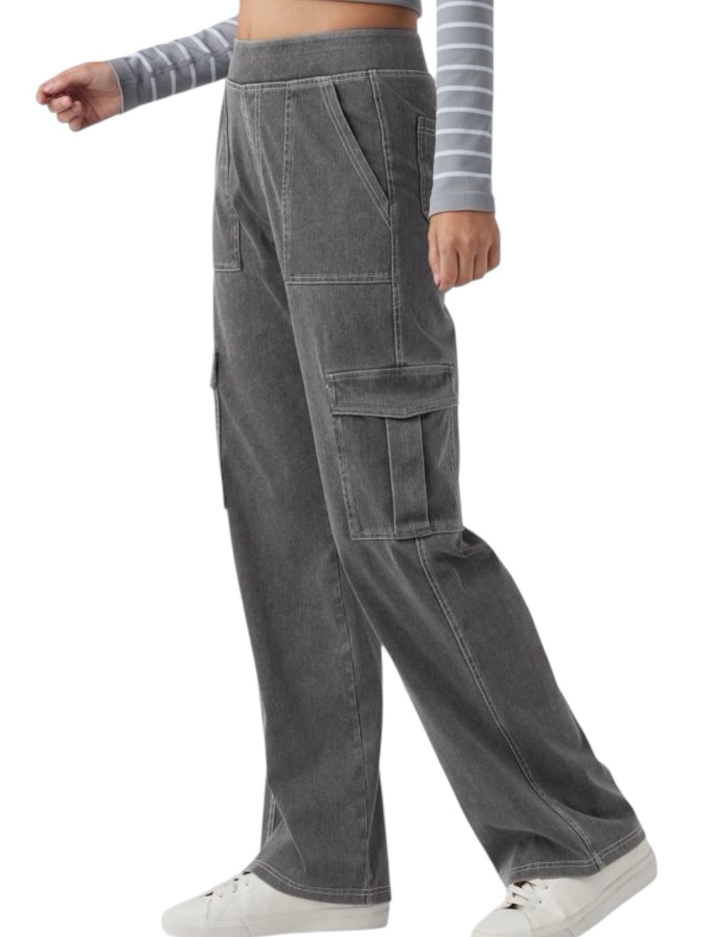 HALARA Charcoal Wide-Leg Stretch Comfortable Cargo Pants XL - Picture 11 of 15